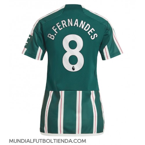 Camiseta Manchester United Bruno Fernandes #8 Segunda Equipación Replica 2023-24 para mujer mangas cortas